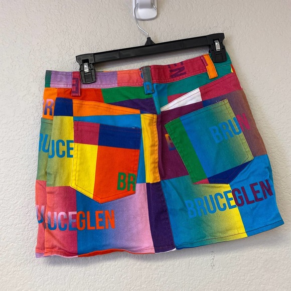 Bruce Glen Happy Logo Mini Skirt Multicolored Size 28 - Picture 7 of 9
